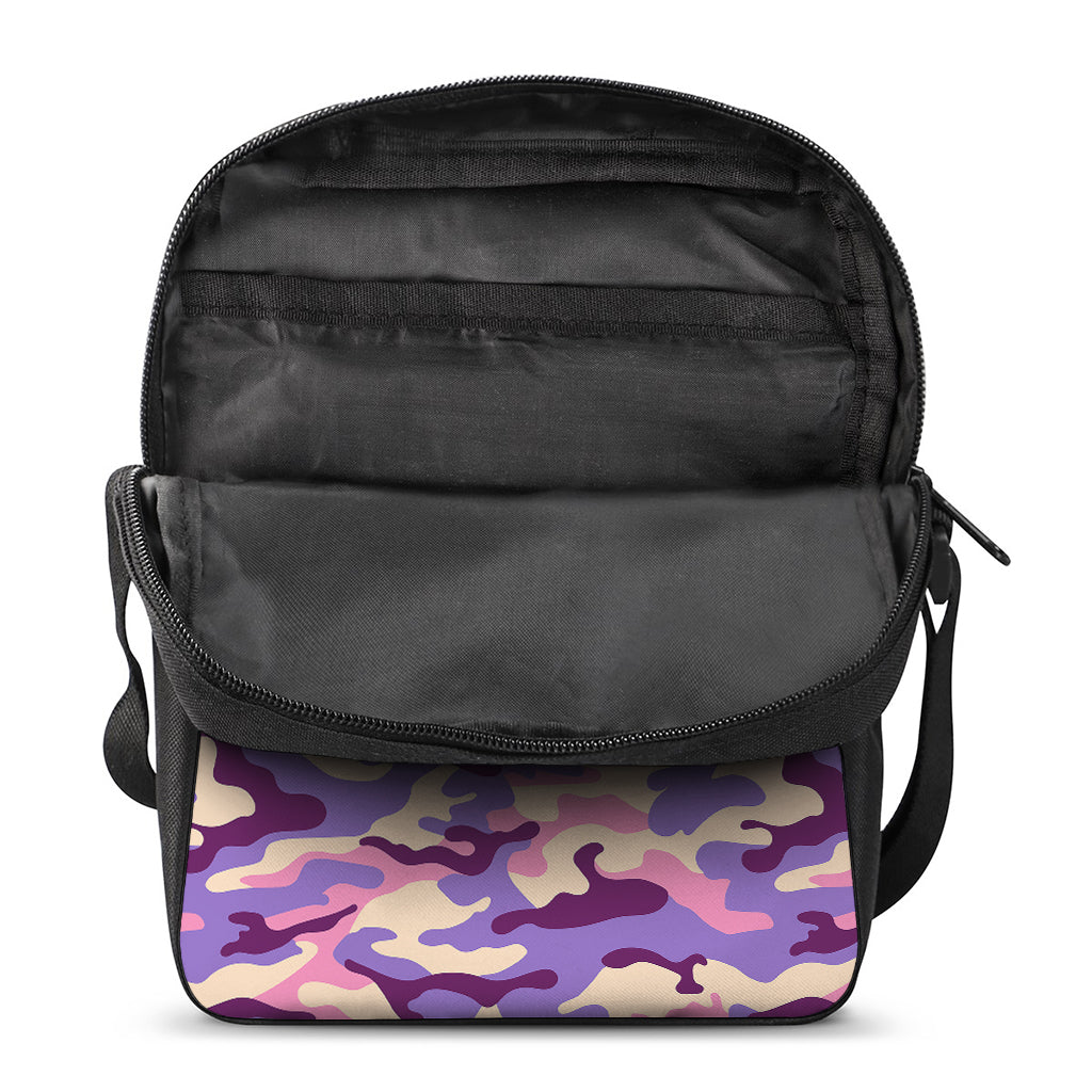 Pastel Purple Camouflage Print Rectangular Crossbody Bag