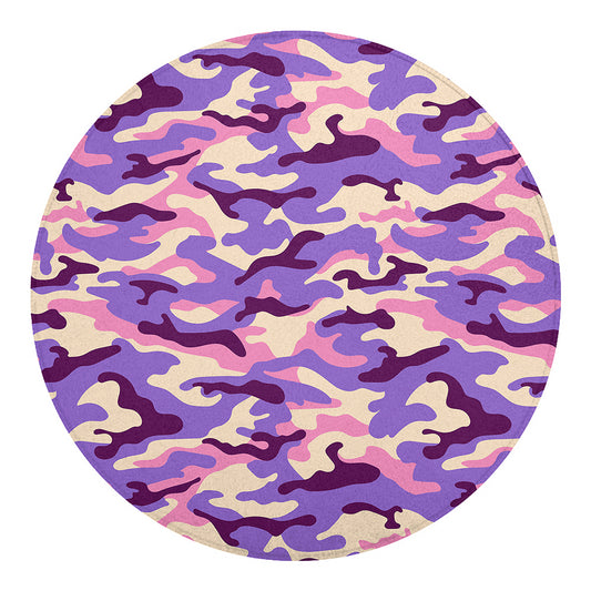 Pastel Purple Camouflage Print Round Blanket
