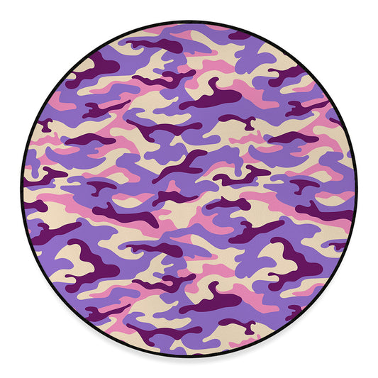 Pastel Purple Camouflage Print Round Floor Mat