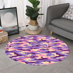 Pastel Purple Camouflage Print Round Rug
