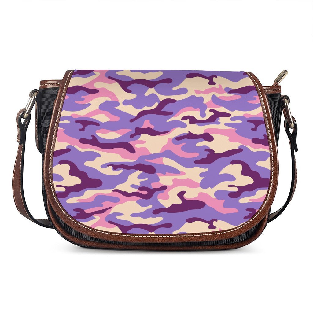 Pastel Purple Camouflage Print Saddle Bag