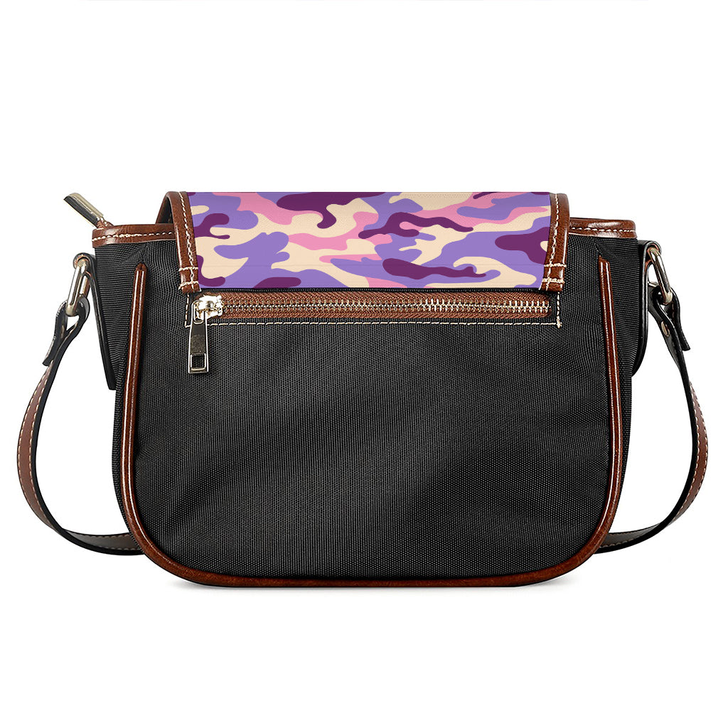 Pastel Purple Camouflage Print Saddle Bag
