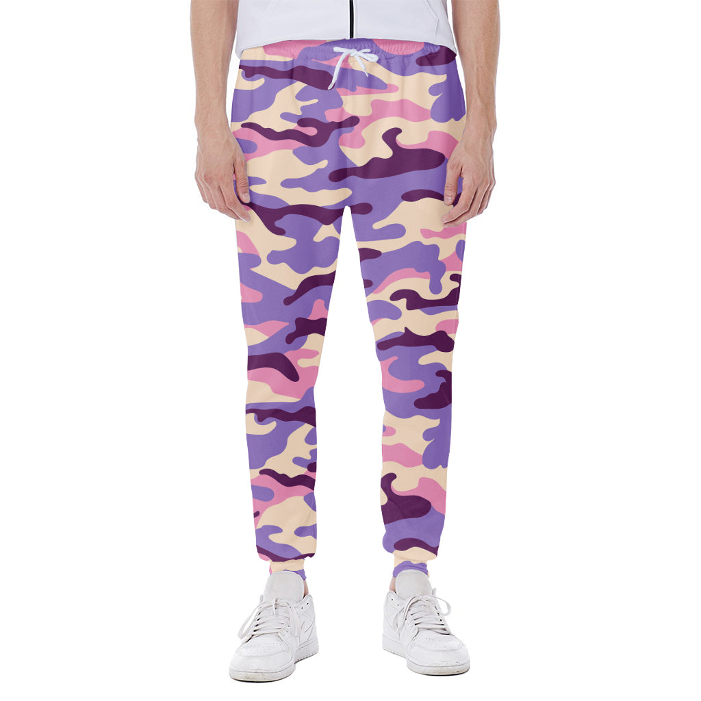 Pastel Purple Camouflage Print Scuba Joggers