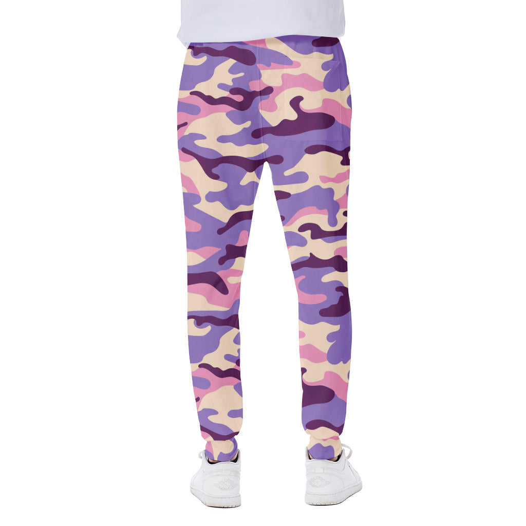 Pastel Purple Camouflage Print Scuba Joggers