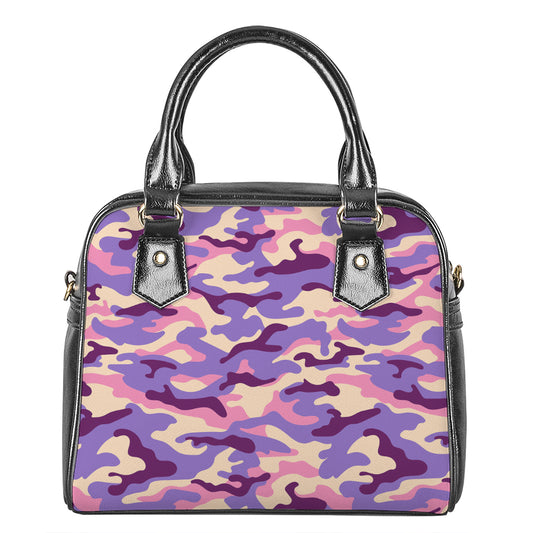 Pastel Purple Camouflage Print Shoulder Handbag