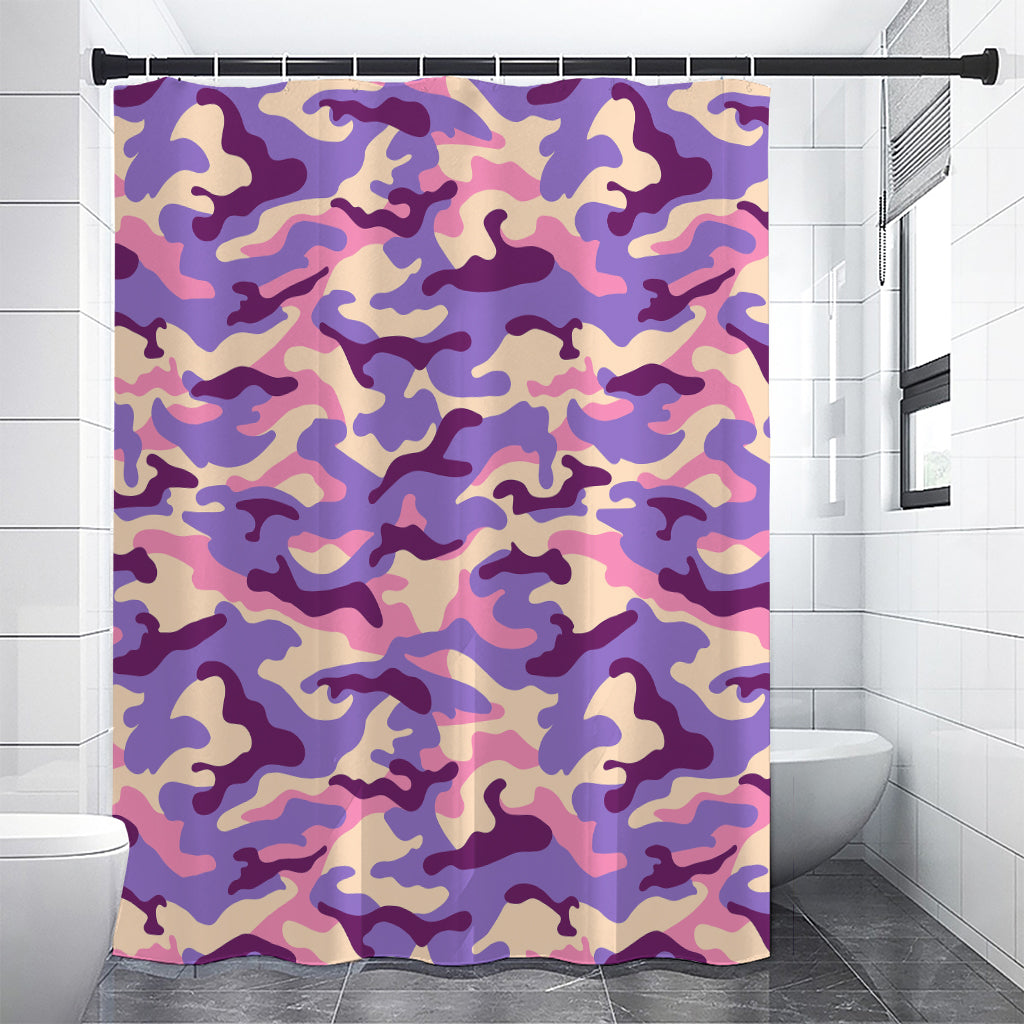 Pastel Purple Camouflage Print Shower Curtain