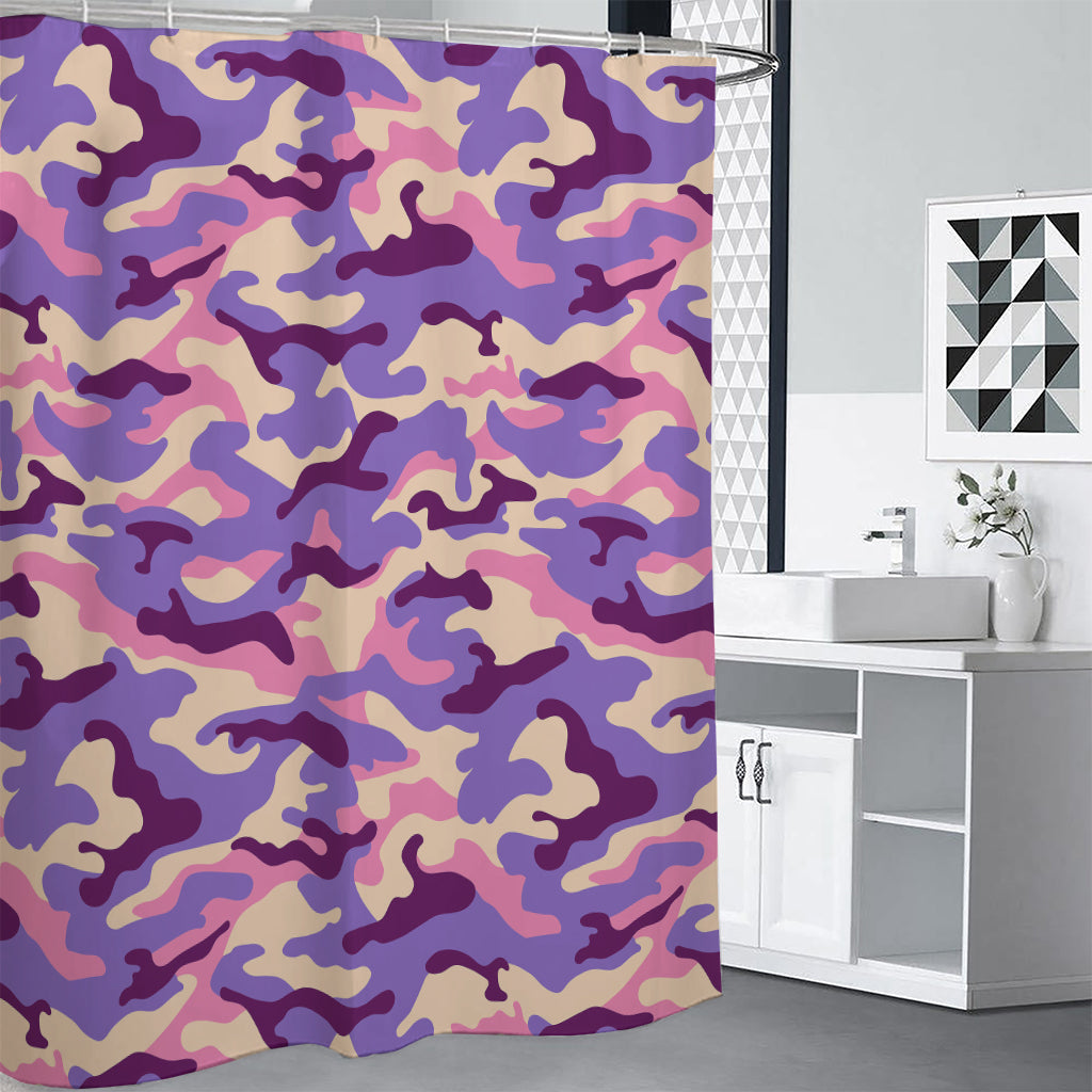 Pastel Purple Camouflage Print Shower Curtain