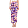 Pastel Purple Camouflage Print Side Slit Maxi Skirt
