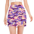 Pastel Purple Camouflage Print Side Slit Mini Skirt