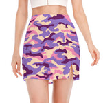 Pastel Purple Camouflage Print Side Slit Mini Skirt