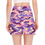 Pastel Purple Camouflage Print Side Slit Mini Skirt