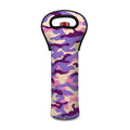 Pastel Purple Camouflage Print Single Neoprene Wine Tote