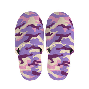 Pastel Purple Camouflage Print Slippers
