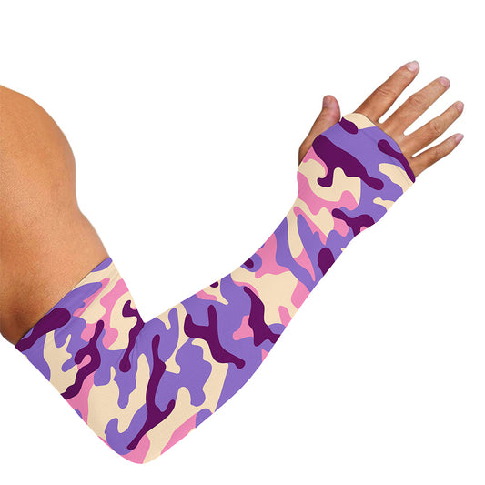 Pastel Purple Camouflage Print Sun Protection Arm Sleeves