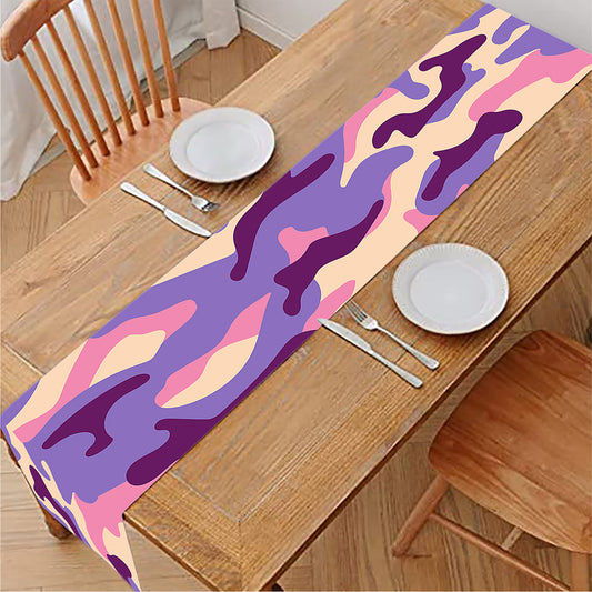 Pastel Purple Camouflage Print Table Runner