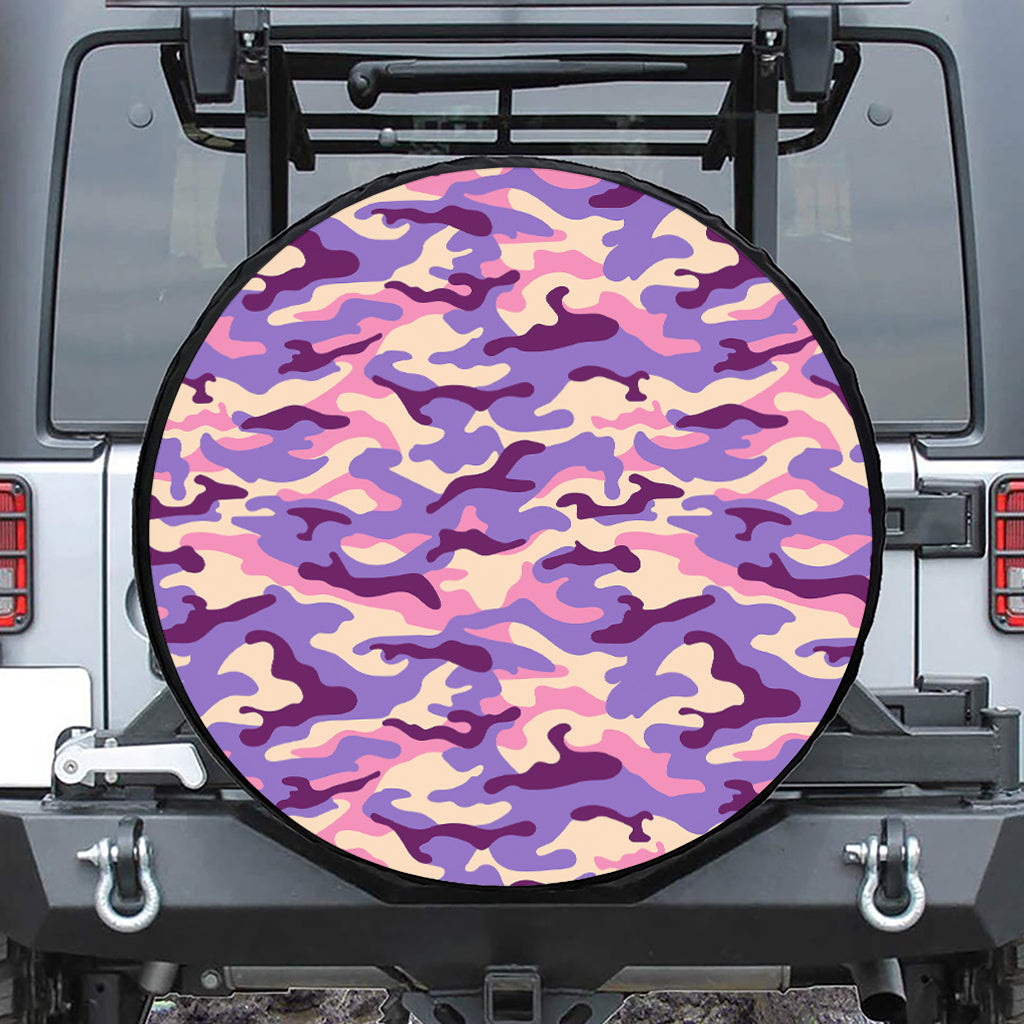 Pastel Purple Camouflage Print Tire Cover
