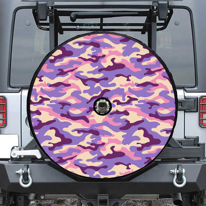 Pastel Purple Camouflage Print Tire Cover With Camera Hole