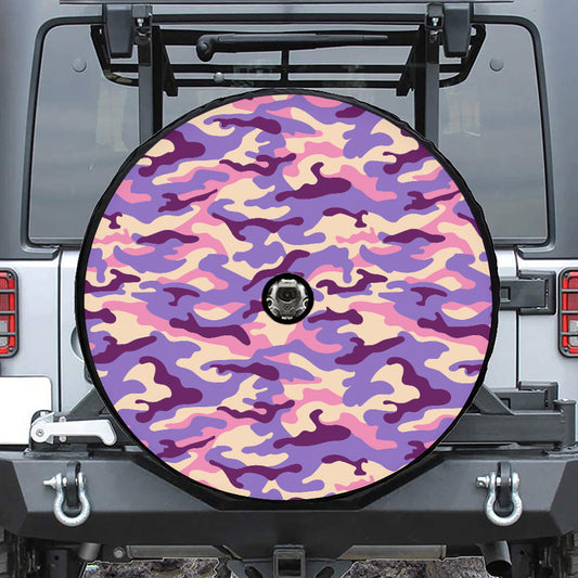 Pastel Purple Camouflage Print Tire Cover With Camera Hole