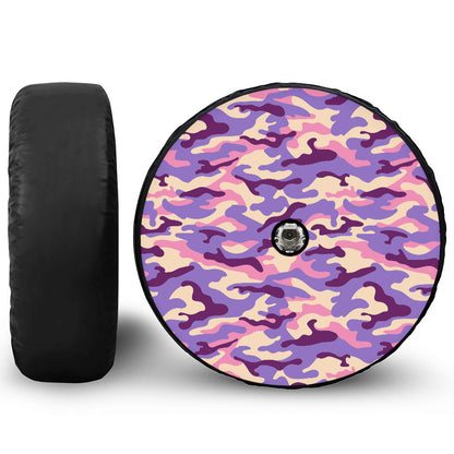 Pastel Purple Camouflage Print Tire Cover With Camera Hole
