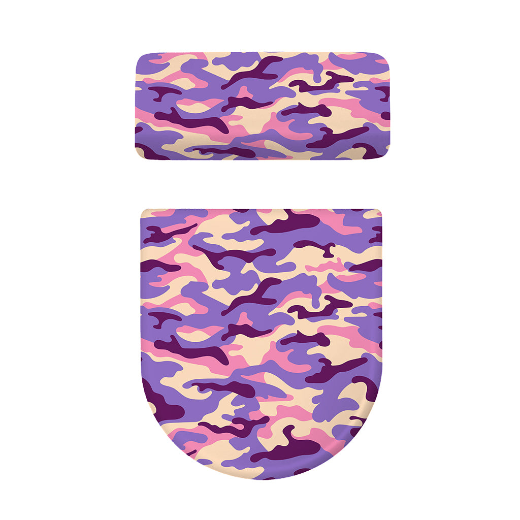 Pastel Purple Camouflage Print Toilet Lid And Tank Cover Set