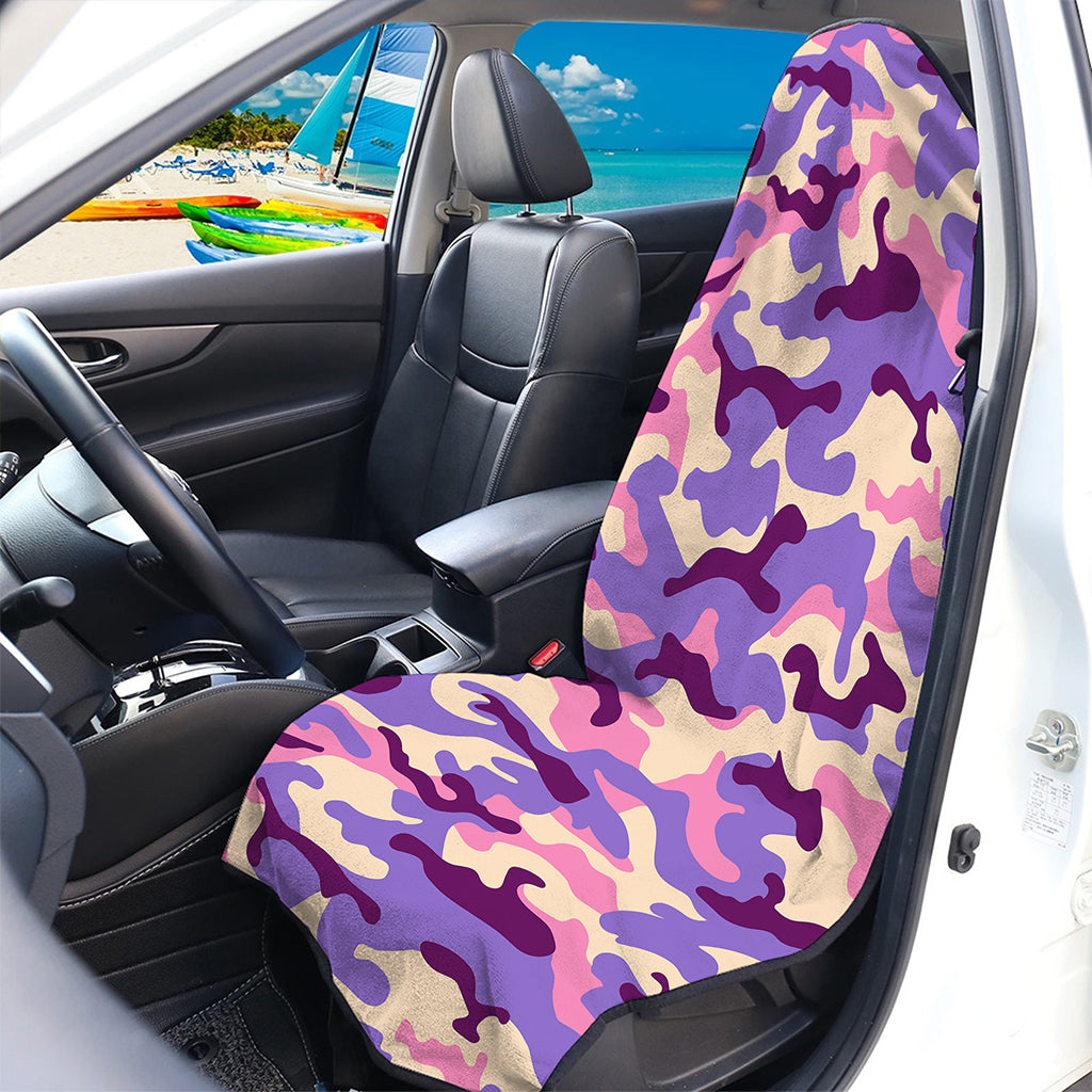 Pastel Purple Camouflage Print Waterproof Car Seat Cover