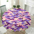 Pastel Purple Camouflage Print Waterproof Round Tablecloth