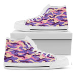 Pastel Purple Camouflage Print White High Top Sneakers