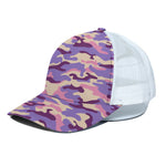 Pastel Purple Camouflage Print White Mesh Trucker Cap