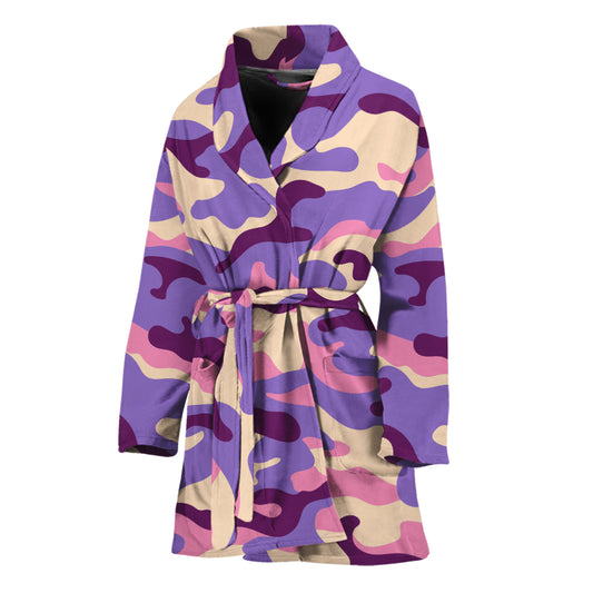 Pastel Purple Camouflage Print Women's Bathrobe