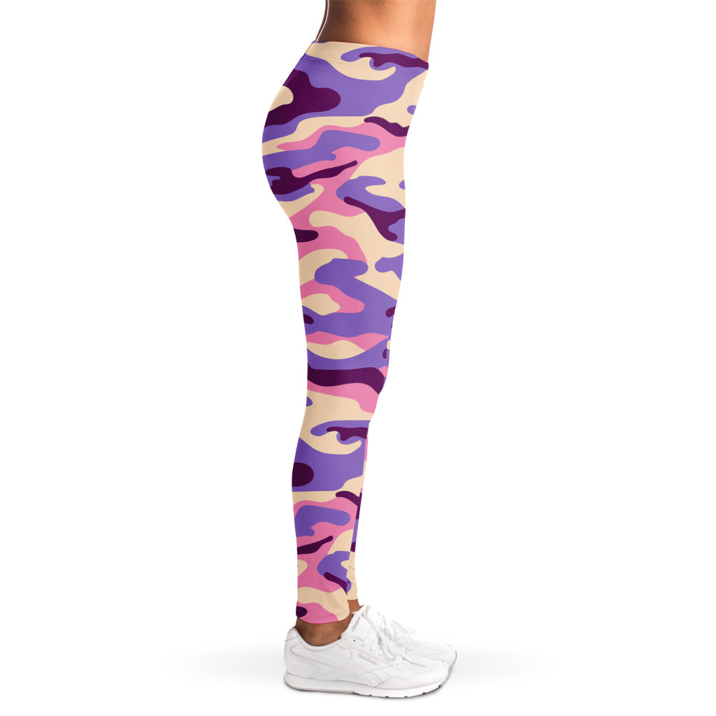 Pastel Purple Camouflage Print Women's Leggings