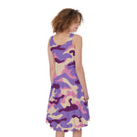 Pastel Purple Camouflage Print Women's Sleeveless Dress