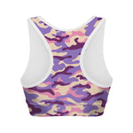 Pastel Purple Camouflage Print Women's Sports Bra