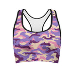 Pastel Purple Camouflage Print Women's Sports Bra