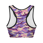 Pastel Purple Camouflage Print Women's Sports Bra