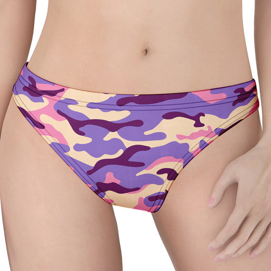 Pastel Purple Camouflage Print Women's Thong