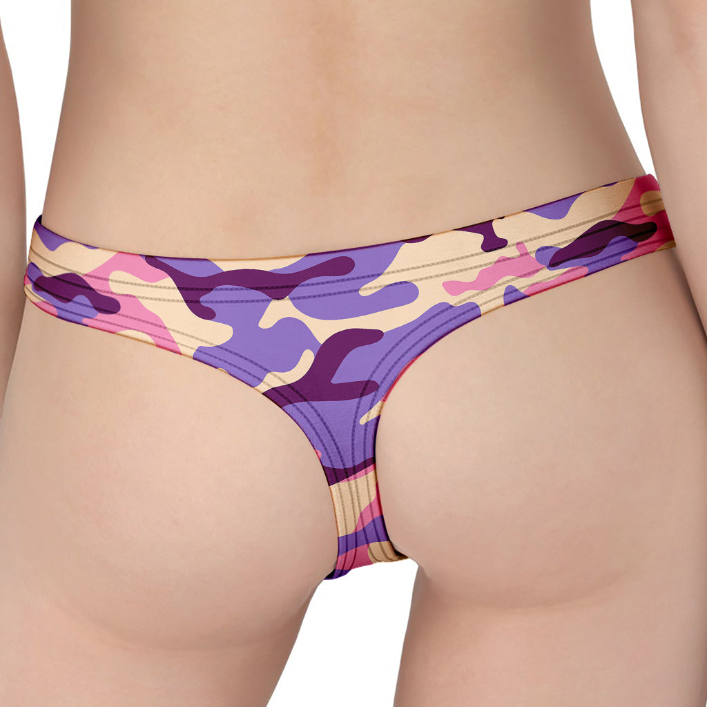 Pastel Purple Camouflage Print Women's Thong