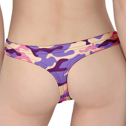 Pastel Purple Camouflage Print Women's Thong