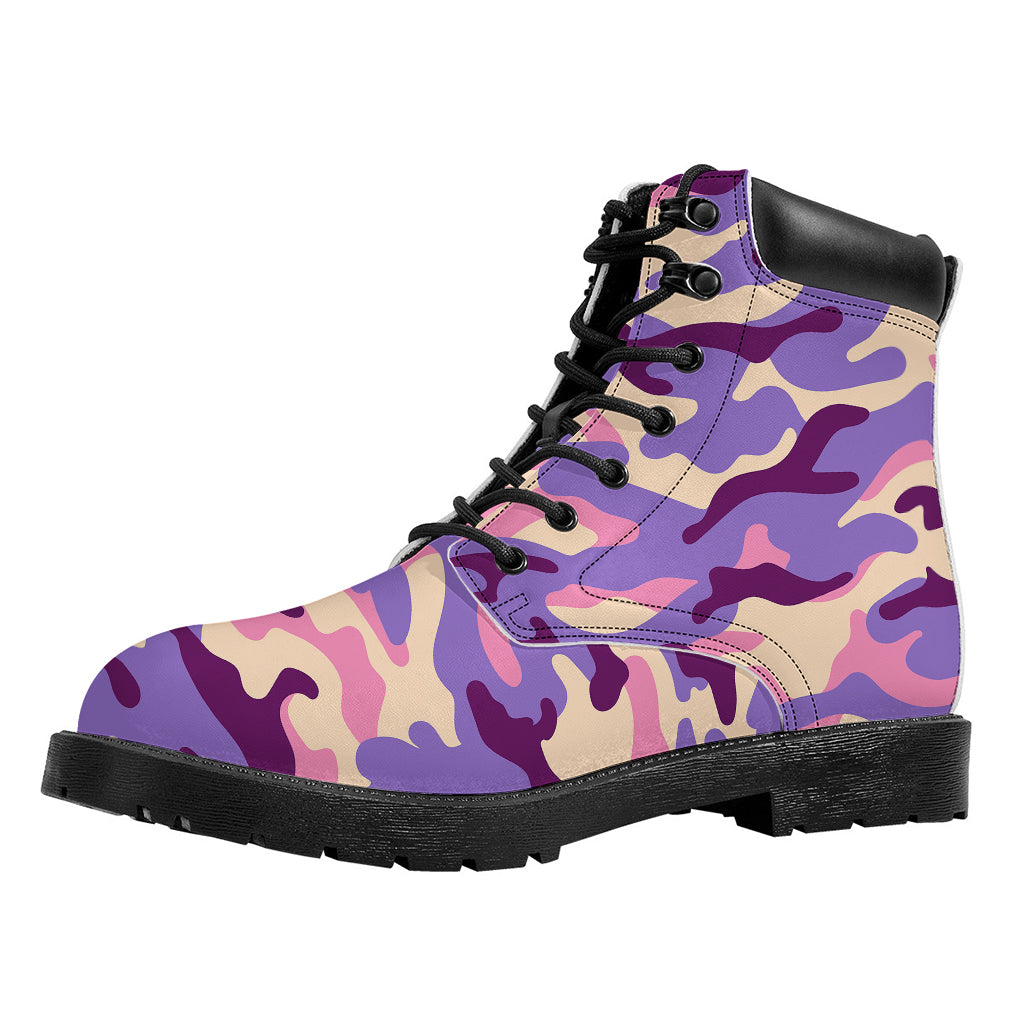 Pastel Purple Camouflage Print Work Boots