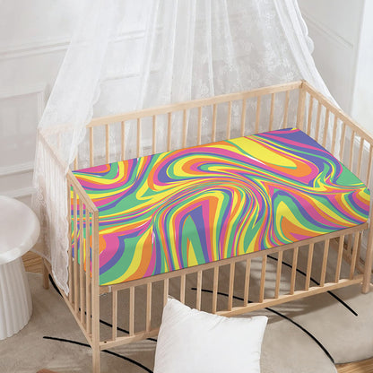 Pastel Rave Print Baby Crib Sheet