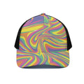 Pastel Rave Print Black Mesh Trucker Hat