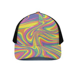 Pastel Rave Print Black Mesh Trucker Cap