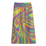 Pastel Rave Print Cotton Front Slit Maxi Skirt