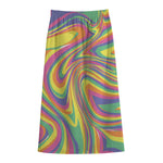 Pastel Rave Print Cotton Front Slit Maxi Skirt