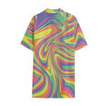 Pastel Rave Print Cotton Hawaiian Shirt