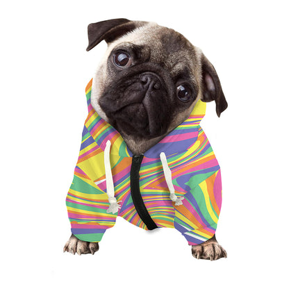 Pastel Rave Print Dog Zip Up Hoodie