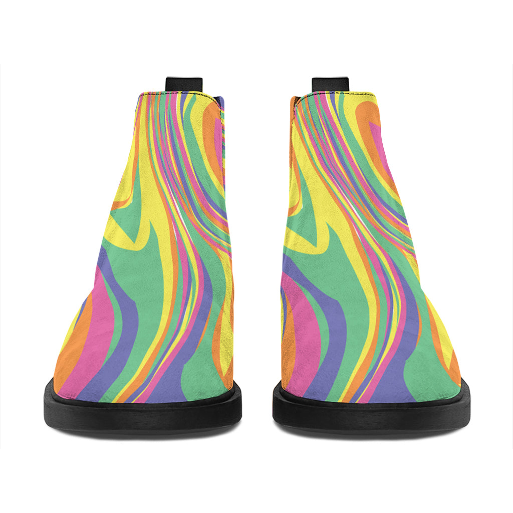 Pastel Rave Print Flat Ankle Boots