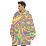 Pastel Rave Print Hoodie Blanket
