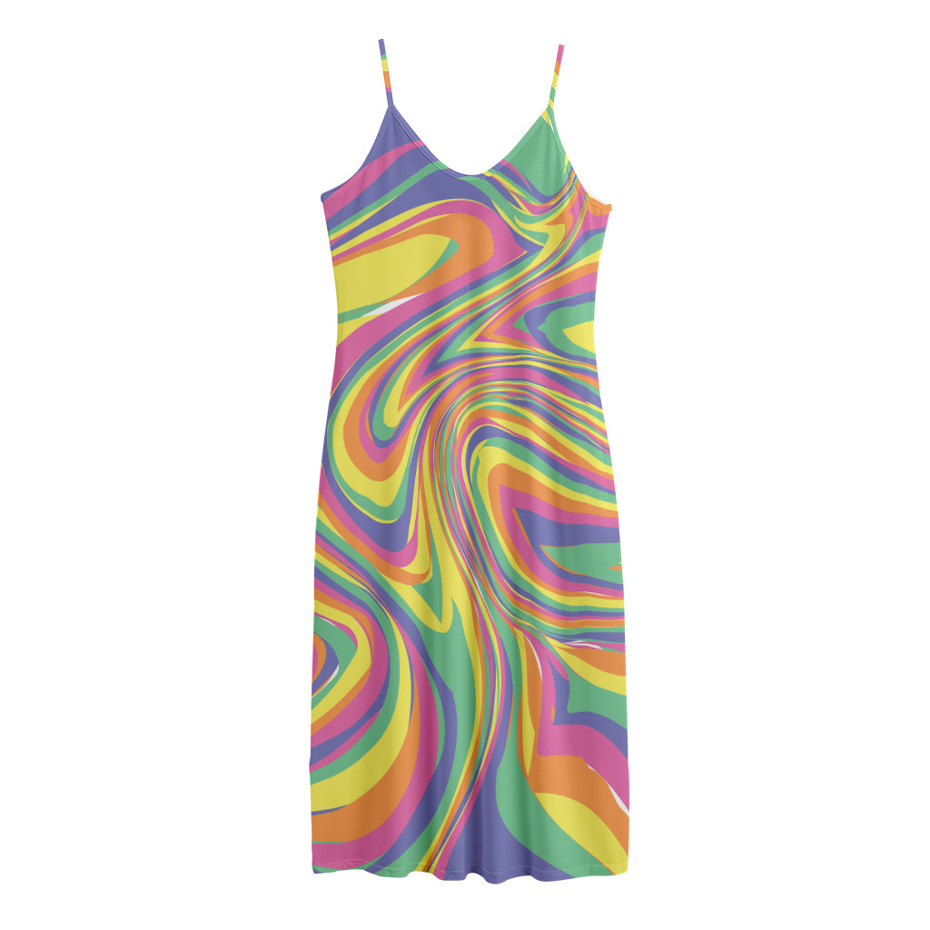 Pastel Rave Print Jersey Midi Cami Dress