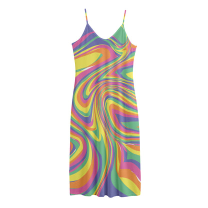 Pastel Rave Print Jersey Midi Cami Dress
