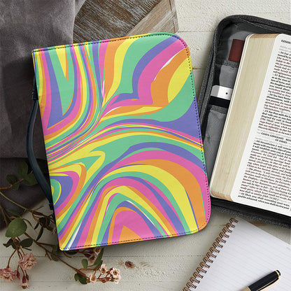 Pastel Rave Print Leather Bible Cover